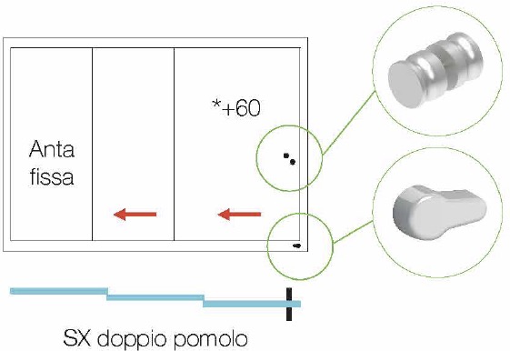 Aperture Vetrata Panoramica Scorrevole Sinistro doppio pomello